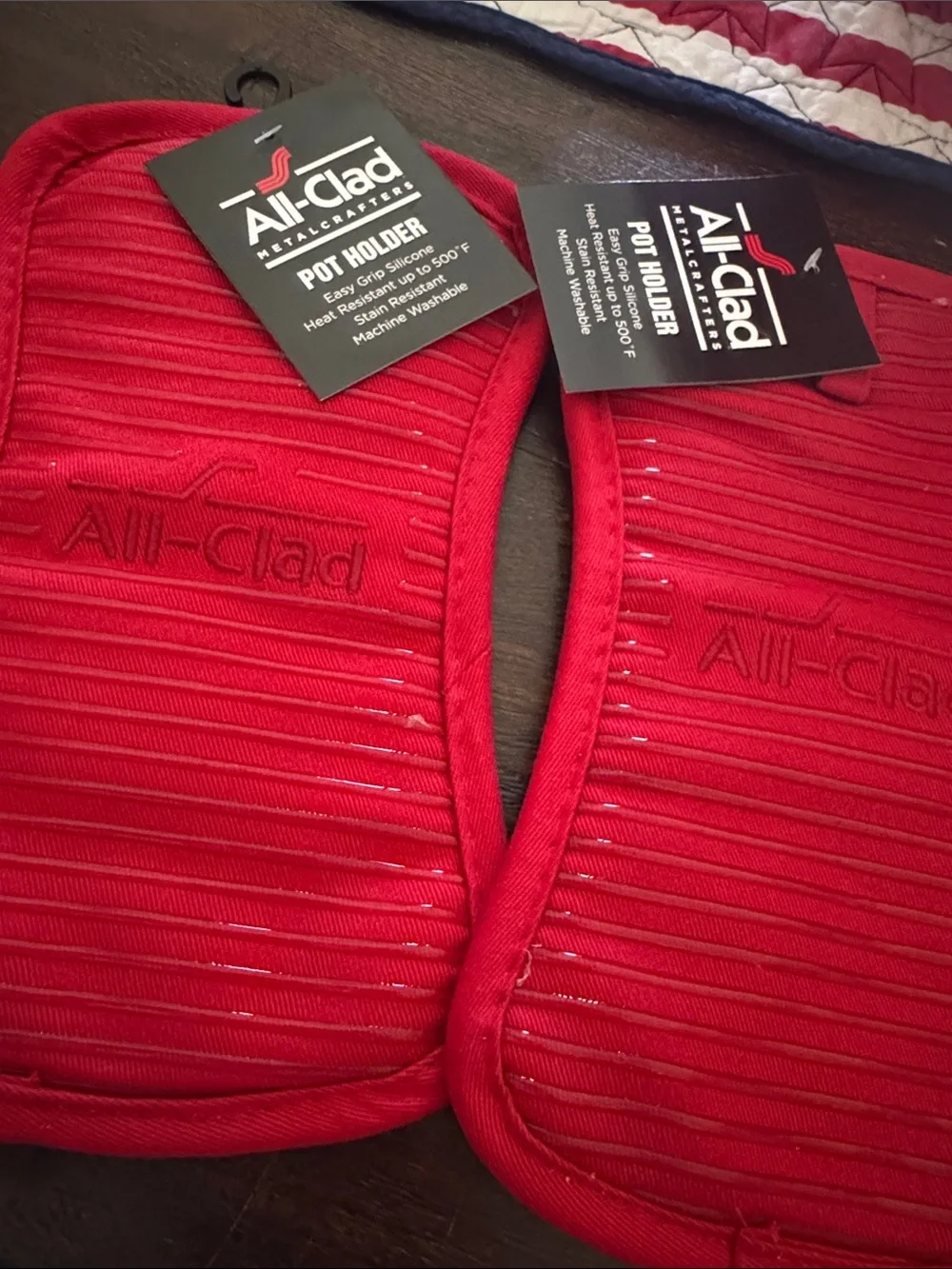 All-Clad Red Heat-Resistant Pot Holders - Set of 4